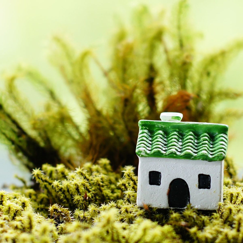 カラフルな屋根の家（赤・緑）｜苔テラリウム用ミニチュア